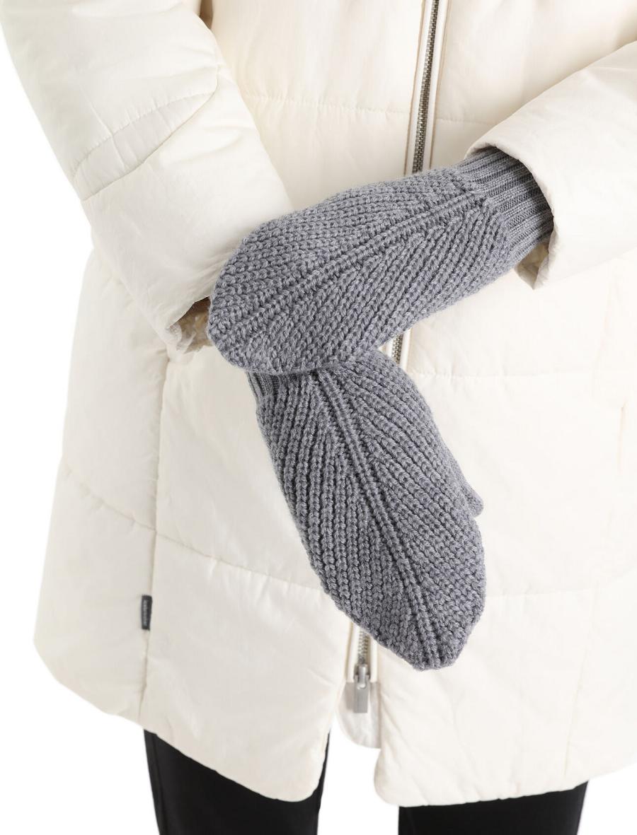 Icebreaker Unisex Merino Waypoint Mittens Férfi Kesztyű Szürke Fekete | HU 1062ZUTG